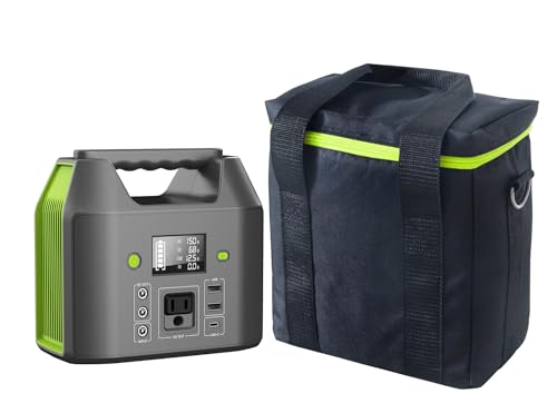 EnginStar Portable Power Station 150W 155Wh,Power Bank with 110V AC Outlet, Travel Carrying Case Storage box for 150W Power Station,6 Outputs External Battery Pack with LED Light for Home Camping