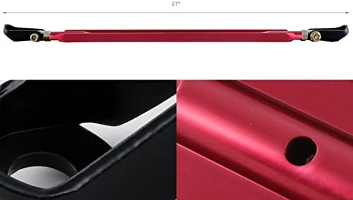 HYPERSPEED Strut Bar Front+Rear+Upper+Lower Tower Brace Bar 4PCS CNC Aluminum Fit for Honda Civic/CRX/Civic Del Sol Fit for Acura Integra, Automotive Replacement (All 4PCS w/ 27" Rear Lower, Red)
