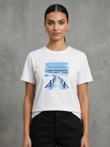 Image of Nobero Women's Graphic Printed T-Shirt | Regular Fit 180 GSM Cotton Tee for Women | Comfortable Round Neck Casual Wear