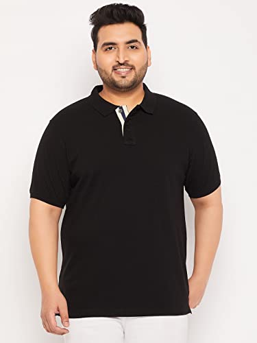 Image of Club York Men Cotton Blend Half Sleeve Polo Neck Solid Plus Size T-Shirt