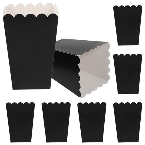 Beaupretty 50 Cajas de Palomitas de Maíz de Papel Negro Plegable, Contenedores para Dulces de Fiesta, Resistentes Grasa, Ideales para Bodas y Eventos, Tamaño Estándar para Bocadillos