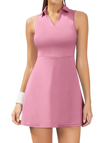 Image of Fengbay Tennis Dress for Women,Golf Dresses with Built in Shorts with 4 Pockets for Sleeveless Athletic Workout Dress