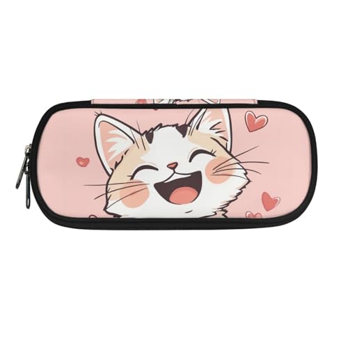 Image of Cat School Pencil Case with Zipper Lightweight Pencil Case for Supplies Storage Students Pencil Box Pen Holder with Slots for Middle School