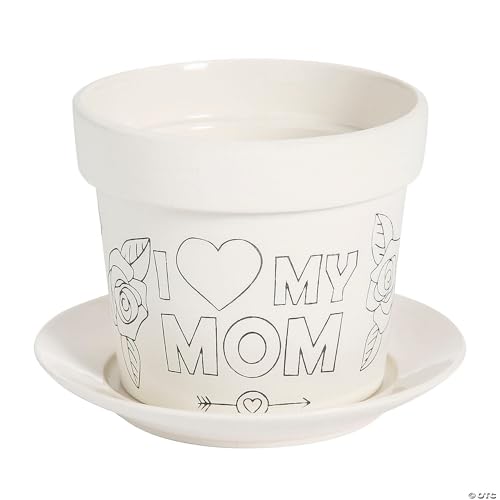 Fun Express Color Your Own Mother’s Day Flower Pot - DIY Craft Set for Kids - Decoratable Pots for Personalized Gifts - Perfect for Mother’s Day Celebration - 6 Pieces by Fun Express - Used condition - US$10.29