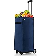 Safstar 2-in-1 Folding Shopping Cart, Grocery Laundry Utility Cart Hand Truck w/Detachable Storag...