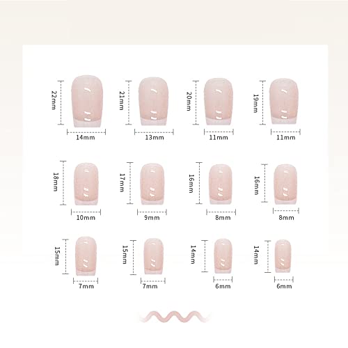 24Pcs Press On Nails Short French Fake Nails Glue On Nails Glossy Coffin Acrylic Nails Nude Pink French Tips Nails False Nails With Glue Square Head Full Covers Stick On Nails For Women And Girls #TOP5