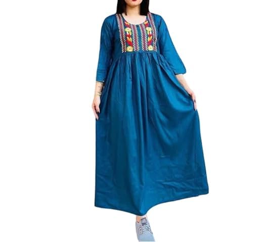 ukal Women's Rayon Kaftan Dress Ethnic Plus Size Loose Kimono Maxi Dress-picture-43