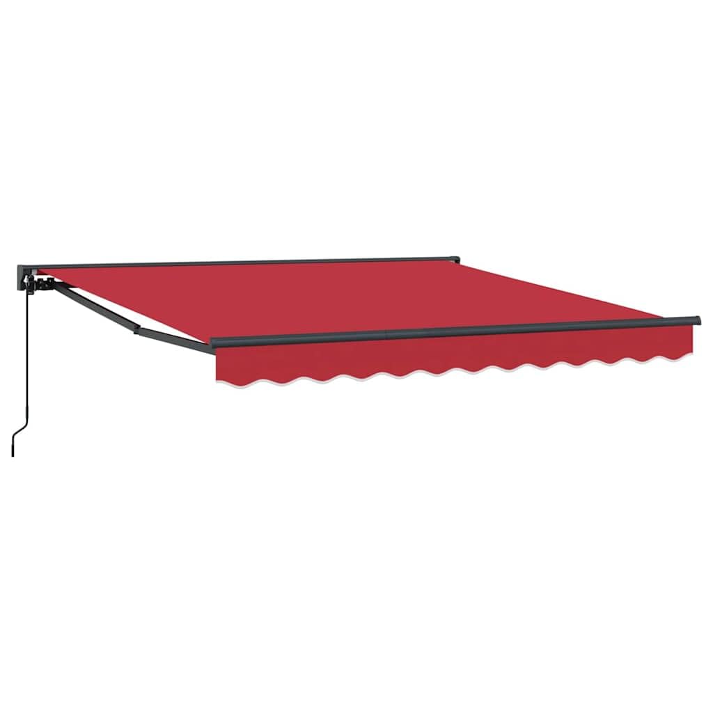 Auvent à bras articulés 350x250 rouge motorisé avec manivelle pour terrasse