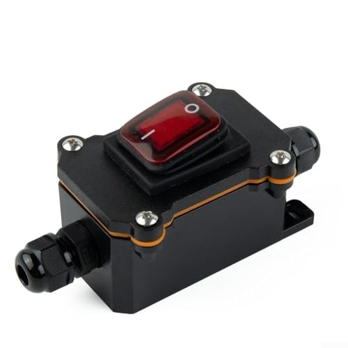 Inline Cord Switch 25A IP65 Waterproof With Red Light, PA66 Flame Retardant On-Off For Toggle For Outdoor Power Tools(24V)