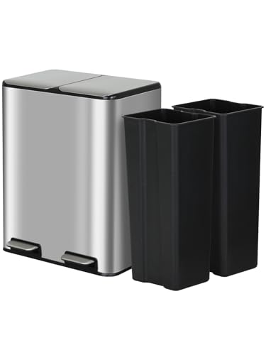 Caneca de Basura Doble Compartimento 16 Galones Acero