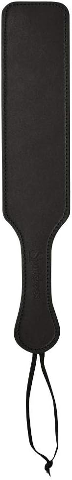 Sex & Mischief Fur Lined Leather Paddle, Black, 14.5 Inch