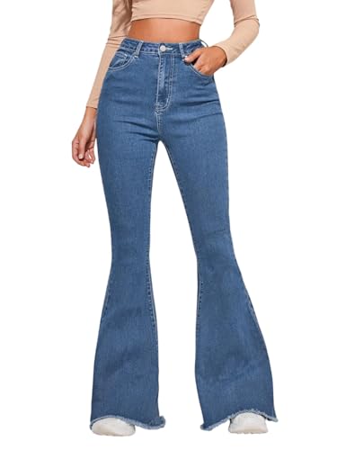 Image of KOTTY Women's Bootcut Flare Jeans with Slim Fit Thigh and Wide Hem Design