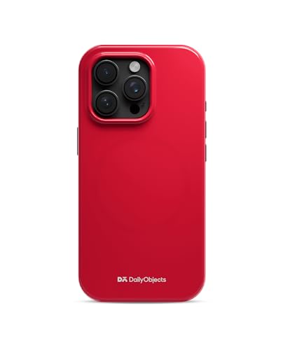 Image of DailyObjects Enamel Bumper MagSafe Case for iPhone 14 Pro Max Compatible with MagSafe Wireless Charging | Red Magnetic Back Cover