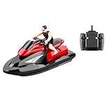 DECHOUS Barco RC Rápido Eléctrico de 24 GHz con 1 Batería Moto Acuática Teledirigida Roja Velocidad hasta 20 Km/H Autonomía 15-18 Minutos Alcance 80 M Resistente al Agua
