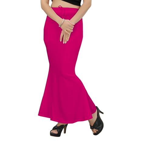 Image of Women's Polyester Blend Shapewear Patticoat Fishcut Flare Pattern Stretchable Drawstring Waist Maxi Length and Slim Fit Body Shaper Peticoat for Saree Daily Use Peticoat