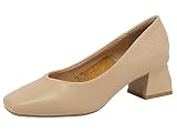 Ulalaza Femmes sans Lacet décontracté Bas mi-Talon Chaussures Solide Grand-mère Chaussures de Marche Respirant à Semelles Souples Gros Bloc Pompes Chaussures habillées