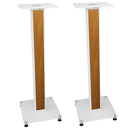 minify BS03 Exklusive Boxenständer in weißem Hochglanz mit Dekoreinlage (Erle)