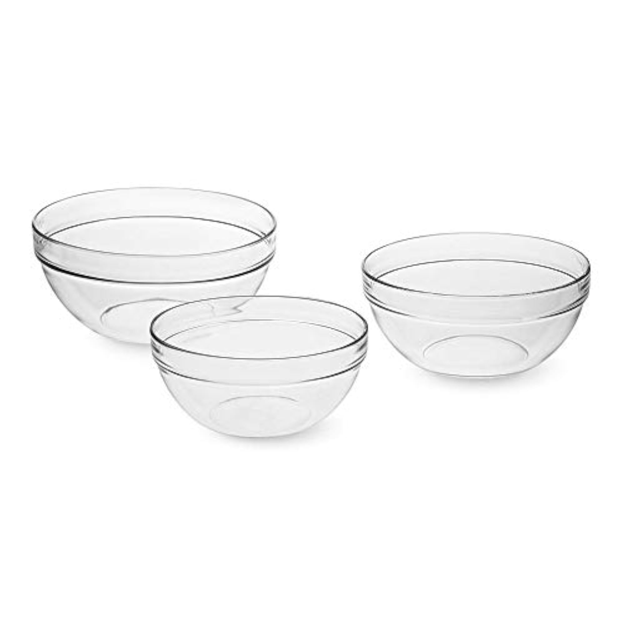 Stackable Clear Glass Bowl Set of 3 Pieces