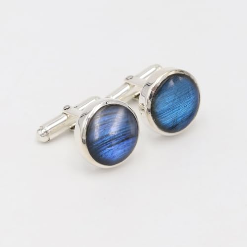 Mancuernillas de plata 925 con labradorita para hombre miniatura 3