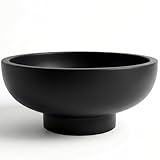 OAKOA Concrete Black Decorative Bowl for Home Decor - Black Fruit Bowl - Modern Pedestal Coffee Table Bowl for Entryway Table