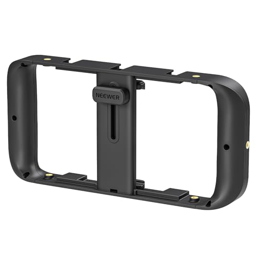 NEEWER Soporte estabilizador para teléfono móvil, Jaula de vídeo Compatible con iPhone, Samsung Galaxy Android, Soporte estabilizador con Zapata fría y Rosca de 1/4 Pulgadas para grabación de vídeo y