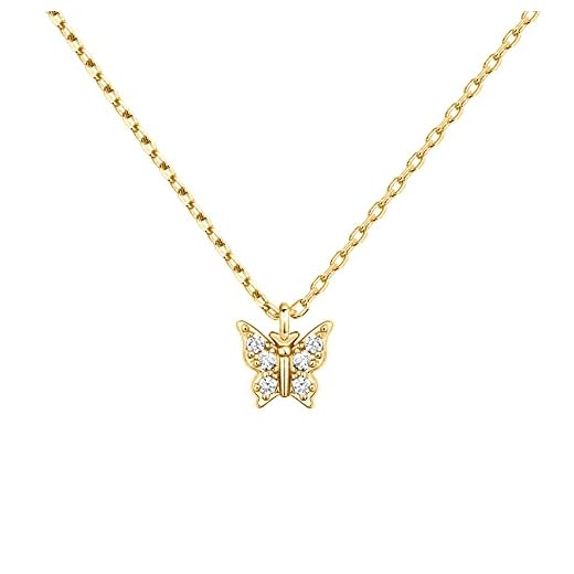 PAVOI 14K Yellow Gold Plated Butterfly Pendant Necklace | Friendship Cute Necklaces for Women | CZ Butterfly Necklaces