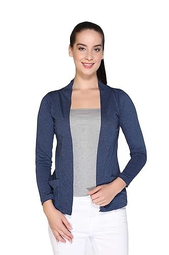 Image of In Love Women's Cotton Blend Front Open Shrug with Pockets | Cotton fabric - lightweight front-open shrug for summer layering