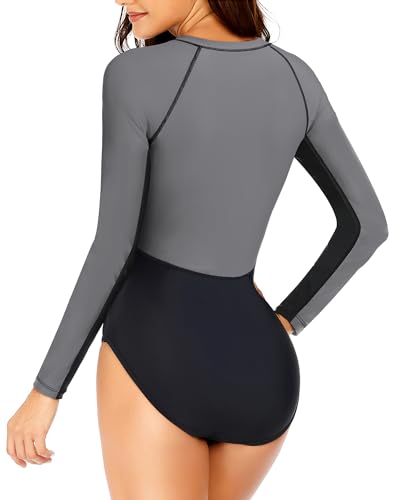 Image of Daci Women One Piece Long Sleeve Swimsuits Rash Guard Built in Bra UPF 50+