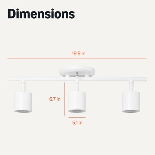 Amazon Basics 3-Light Track Lighting Kit, Dimmable, GU10 MR16 LED Bulbs Included, 500 Lumens, Soft White, Adjustable Heads, 19.9L x 5.1W x 6.65H in, White - image 5