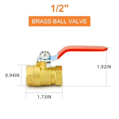 Image of GASHER 3PCS 1 /2 Inch Brass Mini Ball Valve, Shut Off Valve, 1 /2 Inch FNPT Thread Pipe Fitting