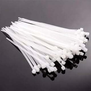 أربطة بلاستيكية للشنط والأكياس بطول 20 سم، 100 قطعة، أبيض
