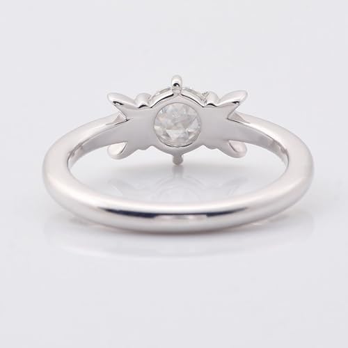 Custom Name Rings, 14K White Gold Rings Size I 1/2 White Round Moissanite for Women New Year Promise Ring for Gf Promise Rings Decorations - Image 2