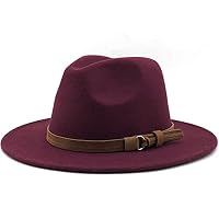 WINDEHAO Chapeau Fedora Unisexe Réglable - Panama Vintage Feutre Large Bord Avec Boucle