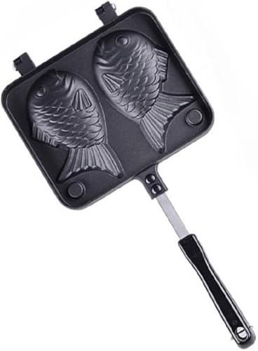 家庭用たい焼き機 簡単時短調理 直火式ホットサンドマシン 焦げ付かない アルミたい焼き機 着脱可能 側面フラット キャンプ アウトドア 家庭用 用 ガスコンロ 炭火 対応 ハンドル付き 鯛焼きツール 和菓子用調理器具 アルミニウム合金製 (二匹の魚)