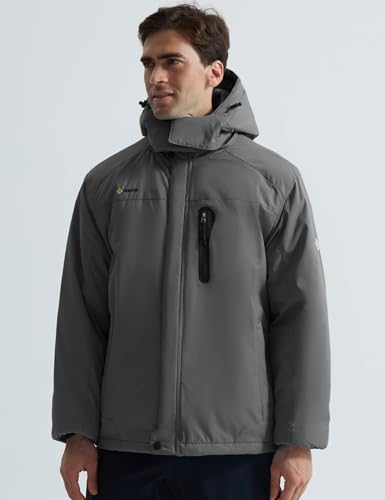 Image of GEMYSE Men's Ski Snow Jacket Warm Winter Waterproof Coat Snowboard Rain Jacket Hooded Windproof Windbreaker