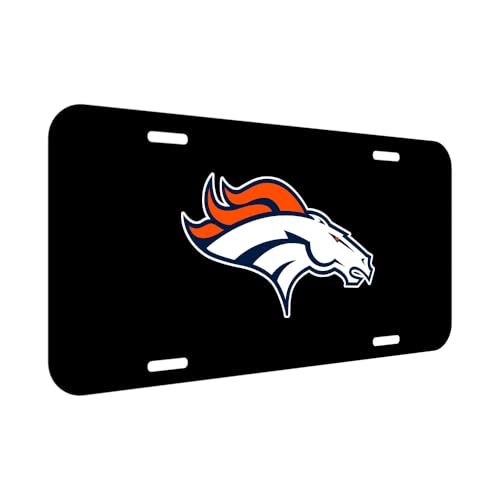 Aluminum Metal License Plate for BroncosBlack Front 6 * 12 inches Decoration License Plate Tag with 4 Holes