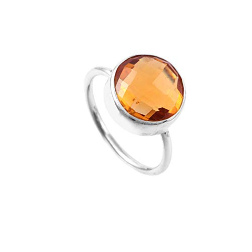 Bague citrine naturelle argent 925 anti-ternissement bague fiançailles 56.5