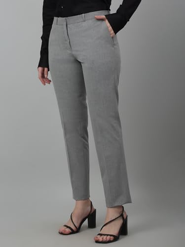 Image of Cantabil Solid Non Pleated Regular Fit Mid Rise Formal Trouser for Women | Formal Pants for Women | Formal Wear Regular Fit Trouser for Women (P LTRF00005)