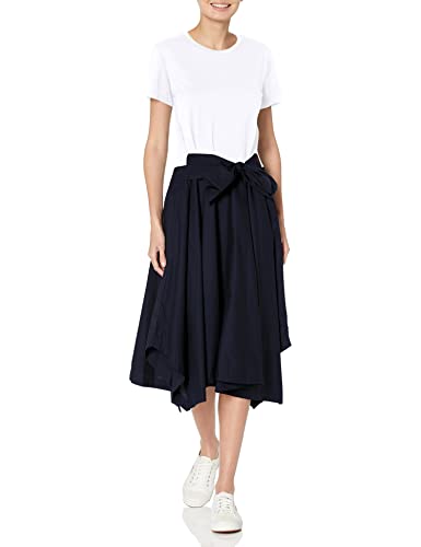 DKNY Women's Mixed-Media Tie-Front Short Sleeve Knit Dress, ...