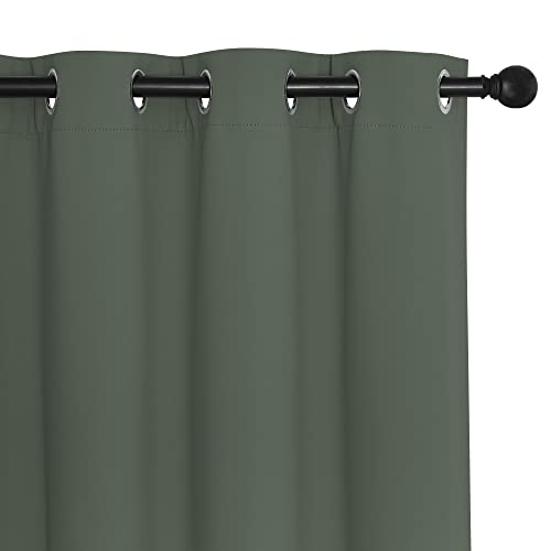 NICETOWN Blackout Curtains 72 inches Long, Grommet Privacy Window Treatment Thermal Insulated Room Darkening Sliding Glass Door Drape for Bedroom Living Room, 1 Panel, W100 x L72, Dark Mallard