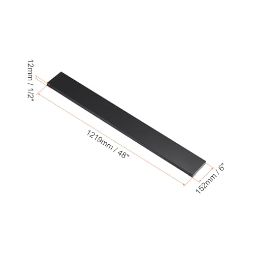 Image of 48 inch x 6 inch x 1 /2 inch HDPE Plastic Sheet, High Density Polyethylene Sheet Cutting Board Black Solid Block, [for DIY, Home Floor]