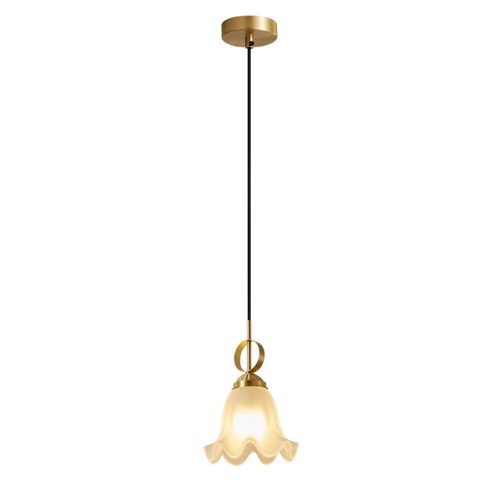 Lampe suspendue en laiton et verre en fleur pour un salon chic