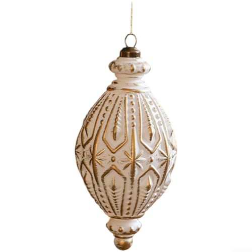 Adorno vintage de copo de nieve de plástico mate para árbol de Navidad y decoración navideña con patrones elegantes y detallados de copo de nieve (F)