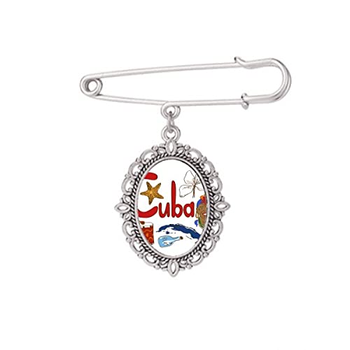 Broche symbole national Cuba motif monument finition soignée pour chemise et robe