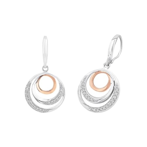 Amor Ohrhänger 925 Sterling Silber Damen Ohrschmuck, mit Zirkonia synth., 3 cm, Bicolor, Kommt in Schmuck Geschenk Box, 9596805