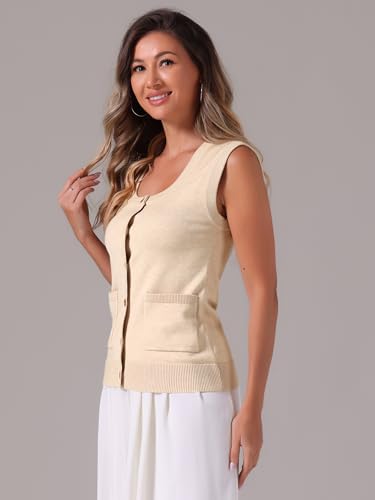 Allegra K Sweater Vest for Women's Summer Casual Button Ribbed Sleeveless Knitted Tank Top4