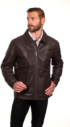 Amazon | PERRY ELLIS メンズ オープンボトム レザージャケット