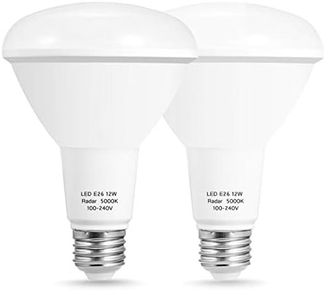 TechgoMade LED BR30 Flood Light, 100 Watt Equivalent LED Bulb, Dusk to Dawn Sensor Lights, Radar Motion Sensor Light Bulbs, E26 Base Night Light Bulbs, Auto On/Off, 1200 LM, Daylight 5000K, 2 Packs