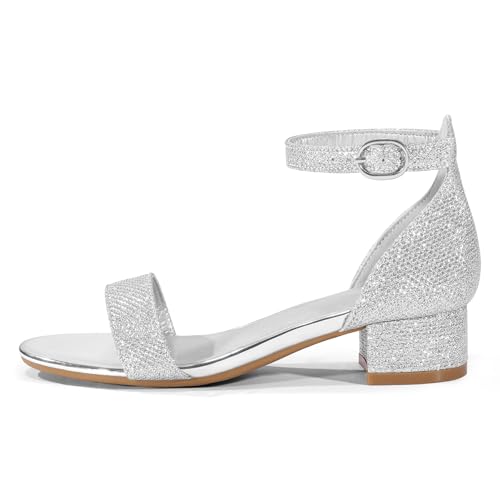 Image of K KomForme Girls Sandals Low Heels Dress Pump Ankle Strap Open Toe Wedding Party Shoes(Toddler /Little Kids /Big Kids)