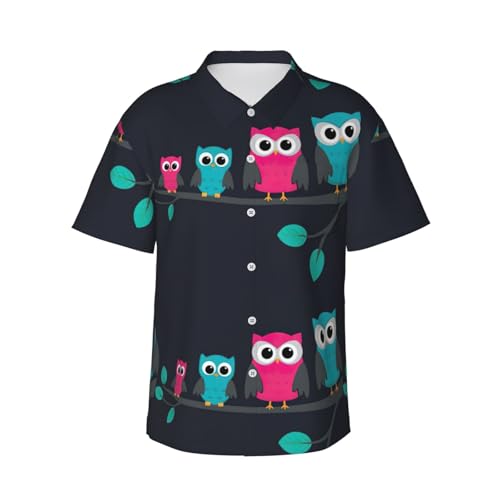 Chemise hawaïenne hiboux pour homme idéale pour les vacances d'été et barbecues de plage relax